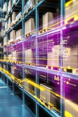Aufkleber - Innovative Warehouse with Smart Shelves and Interactive Digital Display : Generative AI