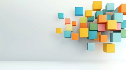 Poster - Colorful Minimalistic Cubes on Transparent Backdrop