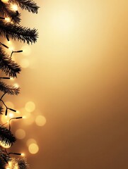 Poster - Festive Christmas Background with Pine Branches and Glowing Warm Lights : Generative AI