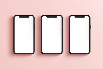 Device UI/UX mockup for presentation template. Cellphone templates frame with blank transparent screen isolated on background with shadow, for infographic business website or app design.