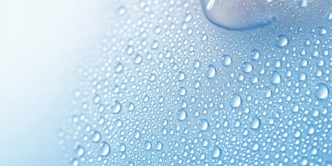 Poster - close-up of water droplets on light blue surface
