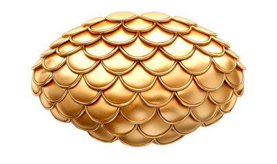 Golden textured object with scale pattern isolate on transparent background, png, cutout