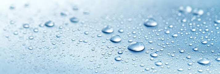 Poster - Water Droplets on Blue Surface with Soft Focus