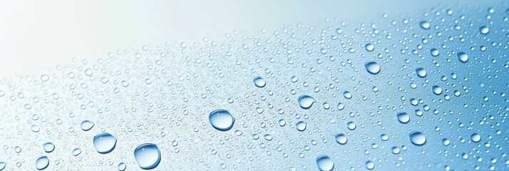 Poster - Water Droplets on Smooth Surface with Blue Background