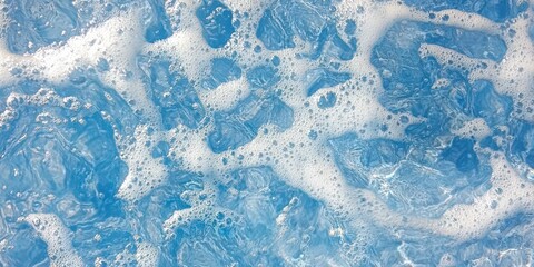 Poster - bubbles rising in clear blue water surface