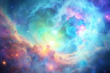 rainbow nebulae in space and sparkling stars