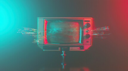 Poster - Analog TV Glitch Noise, A dynamic display of red, green, and white interference patterns on a black backdrop, evoking the nostalgic chaos of a signal-less television screen.