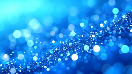 Poster - Abstract technology backdrop in shades of blue, illuminated by numerous light spots, features ample free space for text or graphics, creating a modern digital atmosphere.