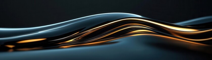 Poster - A sleek, abstract composition featuring smooth, flowing curves in dark tones with metallic accents that evoke elegance and modernity.