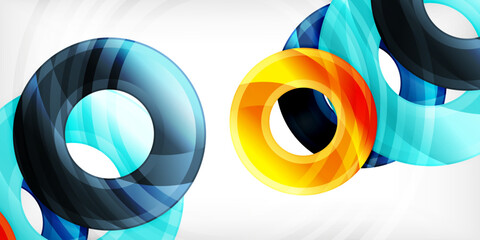 Aufkleber - Bright colorful circles with light effects. Abstract background