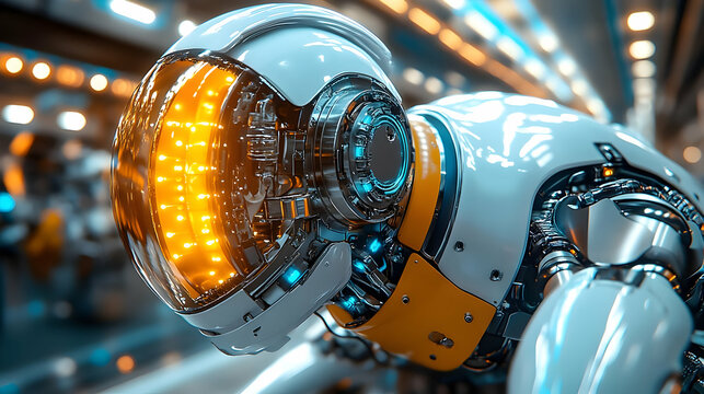 Futuristic Robot Head 3D Illustration