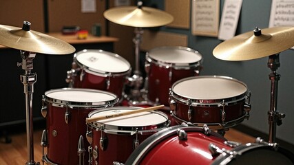  Professional Drum Kit Setup in Recording Studio