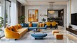 © Sasint - Living room design with a contemporary layout and vibrant decor