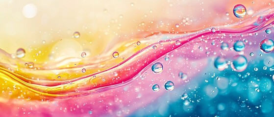 Poster - Colorful abstract background featuring vibrant waves and bubbles, creating a lively and dynamic composition suitable for various designs.