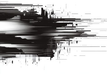 Leinwandbilder - An abstract pixel background glitch texture with horizontal distortion of an image, broken video image on black background, VHS effect. Color digital noises, corrupted video signal from VHS.