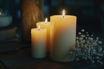 Soft Glow of Candles in a Dark Setting