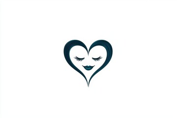Aufkleber - Simple outline of a heart with a shy smile inside, capturing the innocence and warmth of a crush in minimalist style, symbolizing sweetness and charm