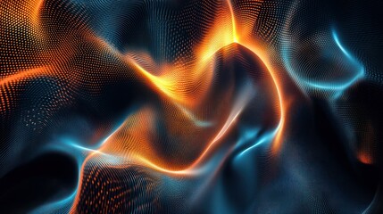 Poster - modern 3d pattern wave background glowing digital network technology energy wallpaper ai generated i
