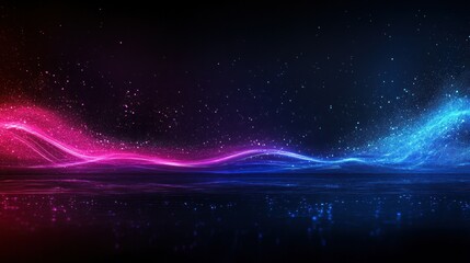 Poster - Futuristic digital data network abstract signal wave glowing modern technology cyber background wallpaper AI generated image