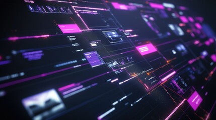 Poster - A detailed interactive graphic displaying a timeline of video editing features, illustrating the journey to seamless post-production.
