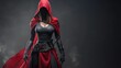 © anis rohayati - A mysterious woman assassin hero hood costume model in the standing background wallpaper AI generated image