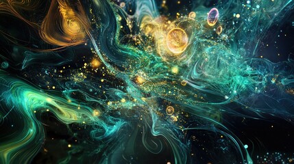 Poster - A futuristic digital background featuring abstract designs for tech processes, highlighting neural networks and artificial intelligence themes.