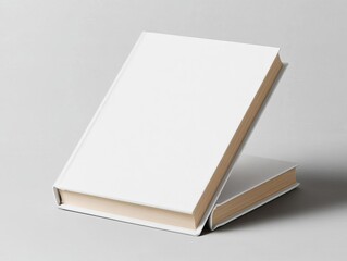 close-up of standing hardcover book with textured blank cover and spine, textured hardcover book moc