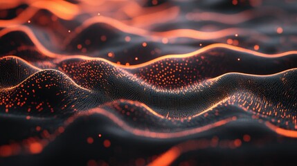 Poster - Abstract tech waves in wireframe style, perfect for science and innovation presentations