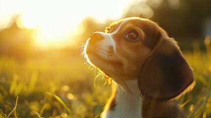 Wall Mural - Puppy Sunset Gaze.