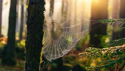 Spider web in the morning dew