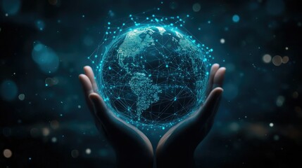 Poster - Medicine doctor presents digital global network, symbolizing modern health solutions