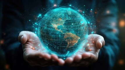 Poster - Medicine doctor presents digital global network, symbolizing modern health solutions