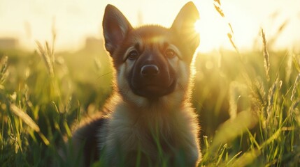 Wall Mural - Puppy Sunset.