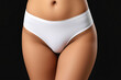 © Vladislav - Promotional photo featuring a mockup of white women’s briefs panties on a clean, minimalist background. Ideal for showcasing lingerie design, fabric texture