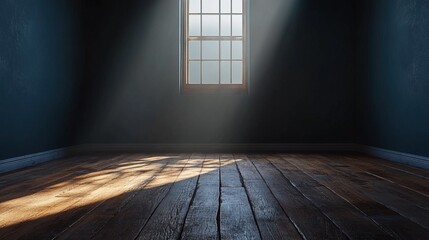 Wall Mural - Empty room with a dark background and a wooden floor