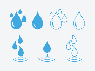 Waterdrop icon set. Liquid rain drip logo. droplet symbol. An single sign of tears and oil