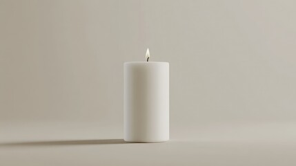 Aufkleber - Single white candle mockup on a clean background, ideal for branding or packaging designs