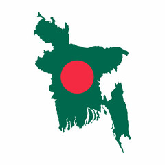 Bangladesh Country Map in red circle sun in center vector art design image