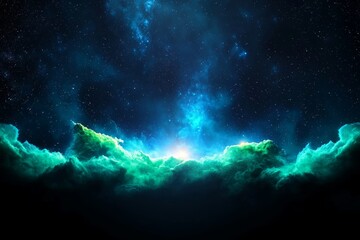 Wall Mural - cosmos background, space nebula, green universe