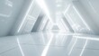 © Enggal Pitoyo - Futuristic white corridor with glowing lines.