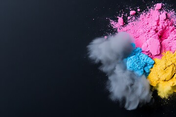 Wall Mural - coloured powder explosion on black background. holi festival.
