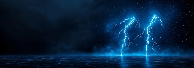 Wall Mural - the background of this fantasy galaxy features glowing clouds, stars, and two huge lightning bolts c