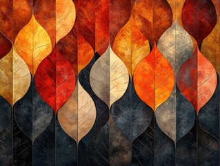 Poster - Background Autumn leaves Pattern Illustrations Layered Creative Decor Collection