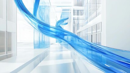 Wall Mural - abstract fantasy architecture with transparent glass and blue elements