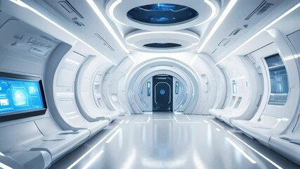 Poster - Futuristic white interior of a laboratory or spaceship