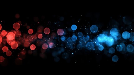 Poster - Vibrant red and blue bokeh lights create an abstract, lively background perfect for multimedia projects