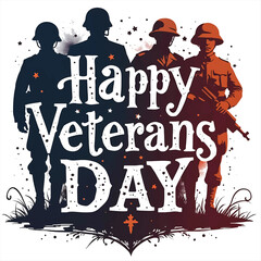 Happy veterans day typography style design illustration vector