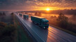 © Wararat - fleet of delivery trucks on a highway at sunrise, symbolizing efficient ground transportation and logistics
