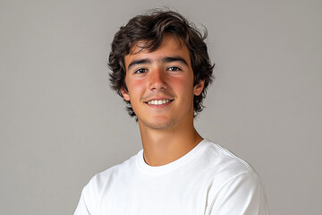 Portrait of smiling white cute teenage boy