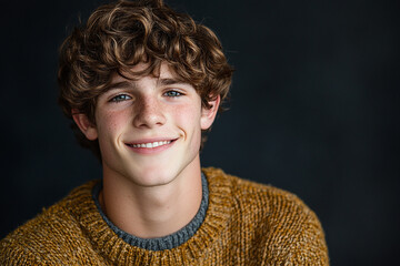 Portrait of smiling white cute teenage boy